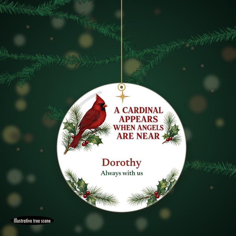 Cardinal Memorial Christmas Ornament Personalized, Remembrance Ceramic Keepsake Gift Bild 6