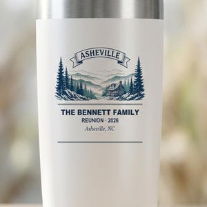 Beker voor familiereünie gepersonaliseerd, Asheville 2026 aangepaste naam 20oz geïsoleerde reisbeker afbeelding 2
