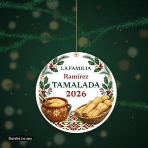 Tamalada Ornament Personalized, Custom Family Name Mexican Christmas Ceramic 2026 image 6