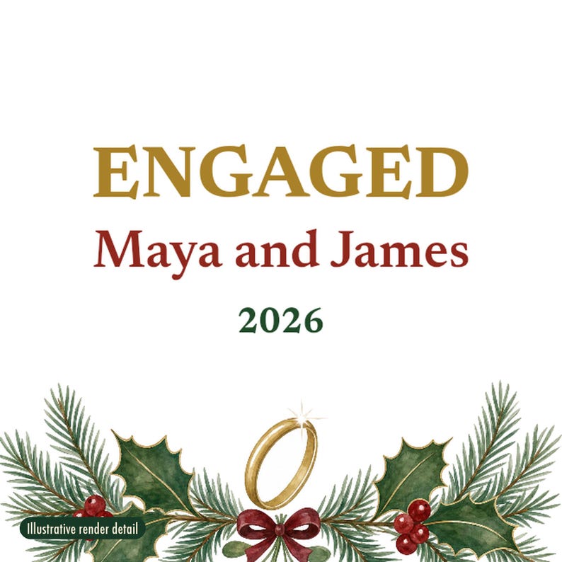 Engaged Christmas Ornament 2026, Personalized Couple Names Engagement Ceramic Keepsake, She Said Yes Gift immagine 4