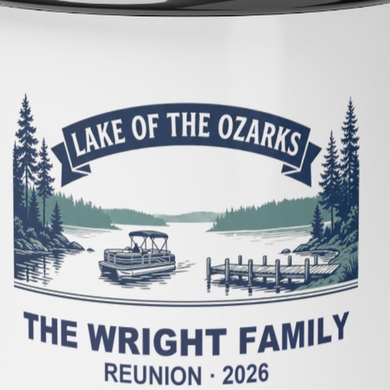 Personalized Lake of the Ozarks 2026 Family Reunion Enamel Mug, Custom Camp Cup, Camping Coffee Mug, Family Vacation Keepsake, Matching Reun image 2