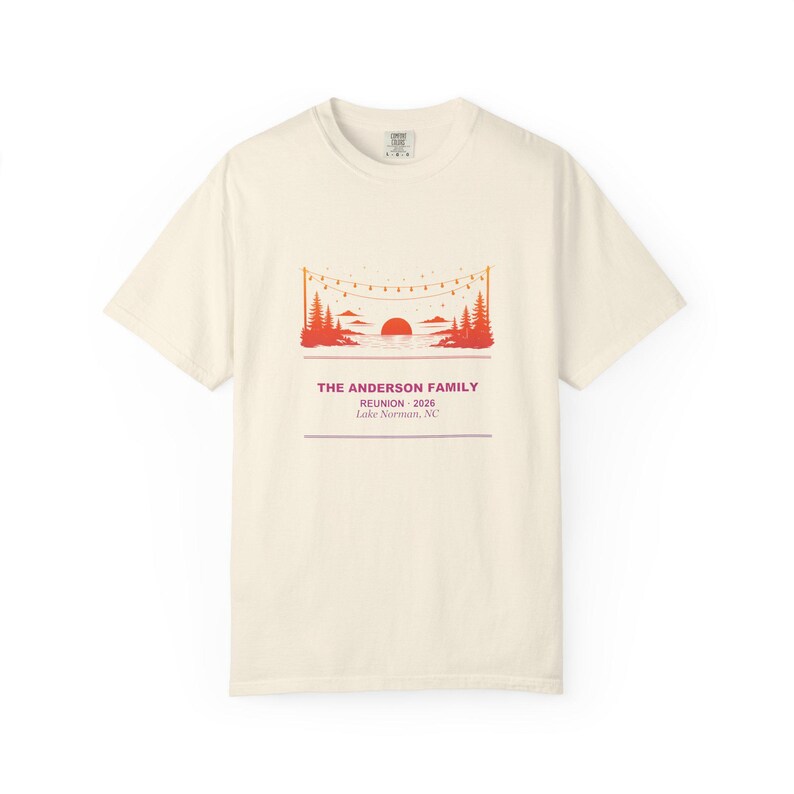 Camiseta personalizada para barbacoa de reunión familiar, camiseta con nombre personalizado y puesta de sol, camiseta a juego para grupo de reunión familiar 2026, regalo para barbacoa de reunión de verano imagen 4