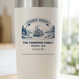 Copo térmico personalizado para reunião familiar, copo de viagem personalizado de 590ml, lembrança da reunião de Branson 2026, copo térmico com nome personalizado, copo térmico para férias imagem 2