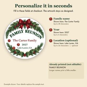 Family Reunion Ornament Set Personalized, Bulk Matching Ceramic Keepsakes, Custom Name Year image 3