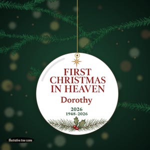 First Christmas in Heaven Ornament Personalized, Memorial Remembrance Ceramic Keepsake image 6