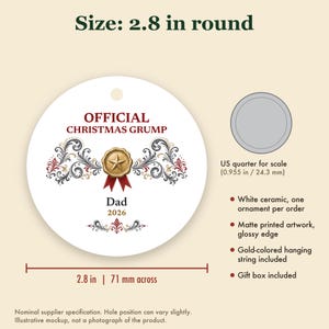 Official Christmas Grump Ornament, Funny Award Custom Name Ceramic Gag Gift 2026 画像 5