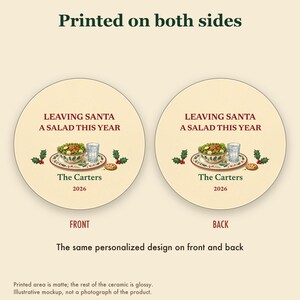 Funny Christmas Ornament, Leaving Santa a Salad This Year, GLP-1 Christmas Humor, Custom Name Ceramic image 8