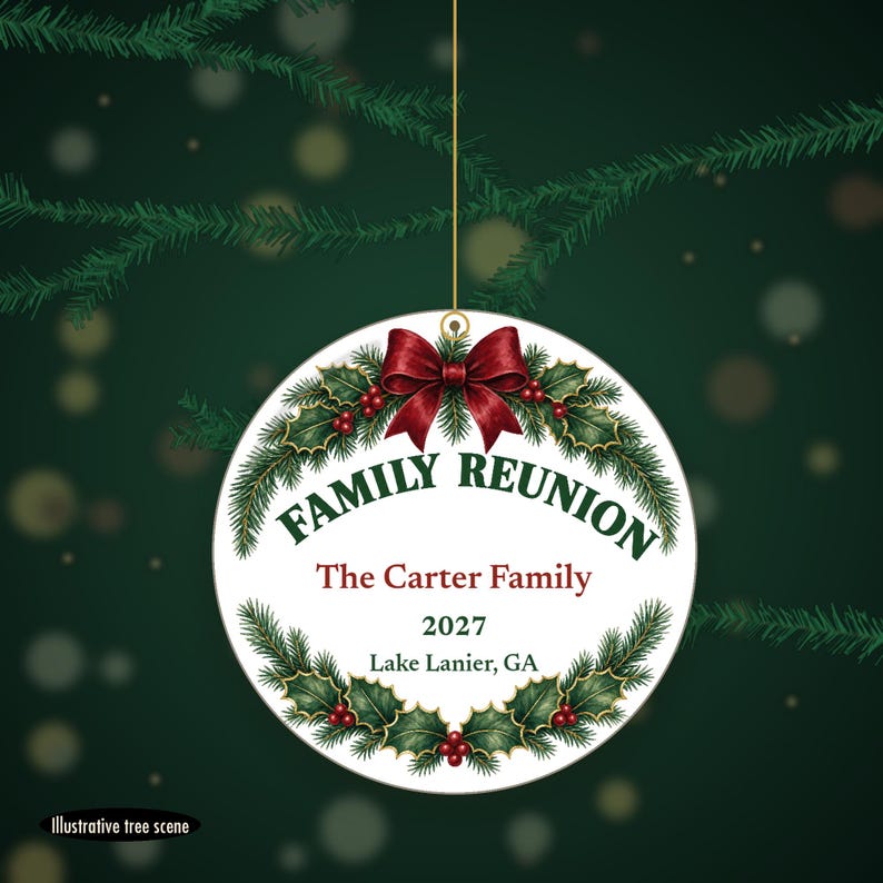 Family Reunion Ornament Set Personalized, Bulk Matching Ceramic Keepsakes, Custom Name Year image 6