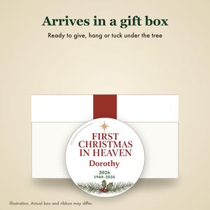 First Christmas in Heaven Ornament Personalized, Memorial Remembrance Ceramic Keepsake image 7