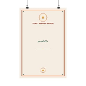 Personalized Family Reunion Award Poster, Custom Traveled Farthest Award, Oldest Reunion Member Print, Youngest Reunion Keepsake, 12x18 Art image 1