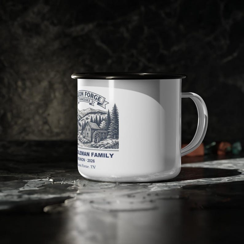 Personalized Pigeon Forge Family Reunion Enamel Mug 2026, Custom Name Smoky Mountains Trip Gift, Reunion Coffee Mug, Free Shipping 11oz Mug image 2