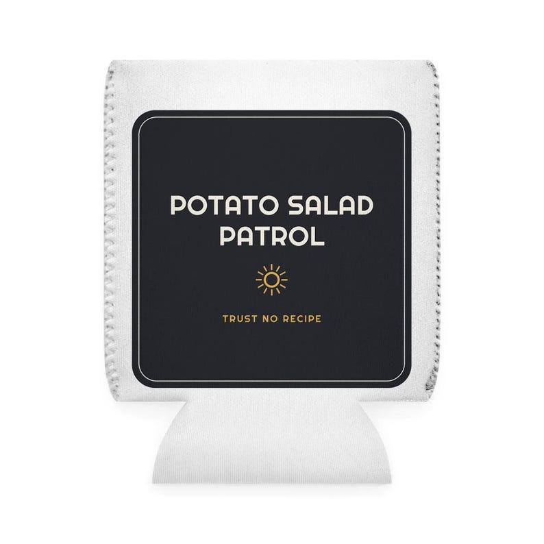Potato Salad Patrol Funny Koozie, Black Family Cookout Can Cooler, Reunion Party Favor, Funny Summer BBQ Beer Drink Holder, Personalized image 2