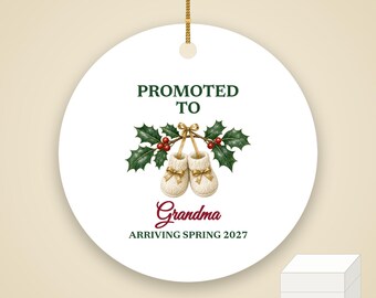 Promoted to Grandma Ornament 2026, Pregnancy Announcement Christmas Gift Personalized