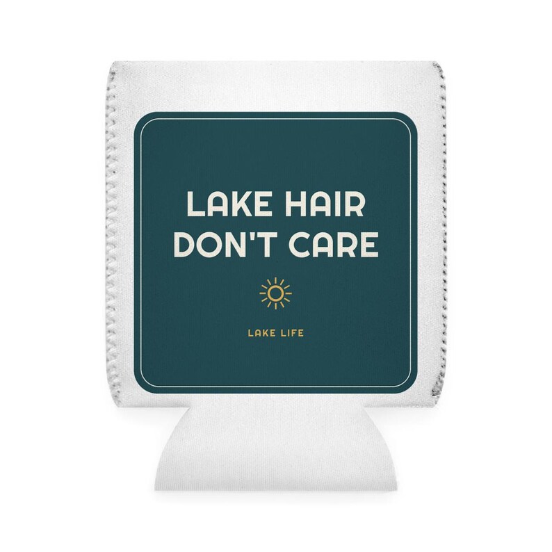 Lake Hair Dont Care Koozie, Funny Lake Life Can Cooler Sleeve, Summer Lake House Party Favor Gift, Vacation Drink Holder for Her, Beach Pool image 2