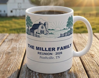 Personalisierte Familientreffen Kaffeetasse 2026 Benutzerdefinierte Name Bauernhof Familie Passende Tasse Geschenk