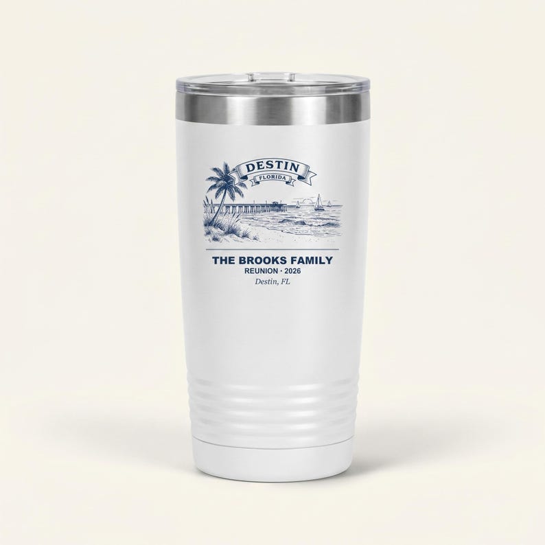 Personalized Destin Family Reunion 2026 Tumbler, Custom Name Gulf Coast Travel Cup, Matching Family Gift Tumbler, Beach Vacation Tumbler image 1