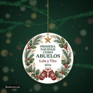 Primera Navidad Como Abuelos Ornament, Spanish Grandparents Names Ceramic 2026 image 6