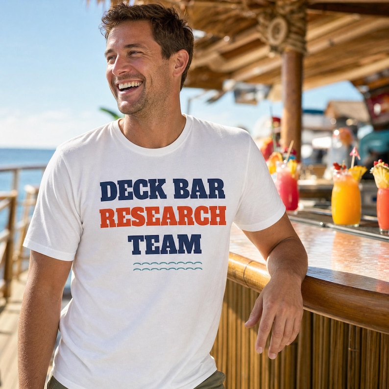 Deck Bar Research Team Shirt, Funny Cruise Drinking Tee afbeelding 1