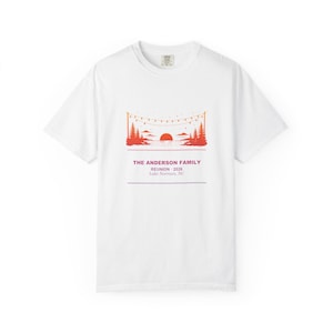 Camiseta personalizada para barbacoa de reunión familiar, camiseta con nombre personalizado y puesta de sol, camiseta a juego para grupo de reunión familiar 2026, regalo para barbacoa de reunión de verano imagen 3