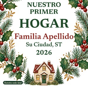 Nuestro Primer Hogar Ornament 2026, Spanish New Home Christmas Personalized Apellido, Regalo Casa Nueva Ceramic 画像 4