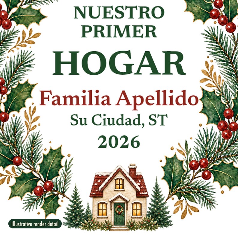 Nuestro Primer Hogar Ornament 2026, Spanish New Home Christmas Personalized Apellido, Regalo Casa Nueva Ceramic 画像 4