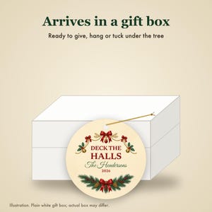 Deck the Halls Christmas Ornament, Classic Garland Custom Family Name Ceramic 2026 image 7