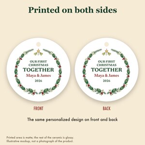Our First Christmas Together Ornament 2026, Personalized Couple Names Ceramic Keepsake, Boyfriend Girlfriend Gift imagem 8