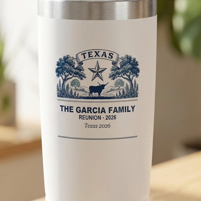 Family Reunion Tumbler Personalized, Custom Name Texas 2026, Family Travel Cup 20oz, Insulated Stainless Keepsake, Gift for Reunion Members image 2