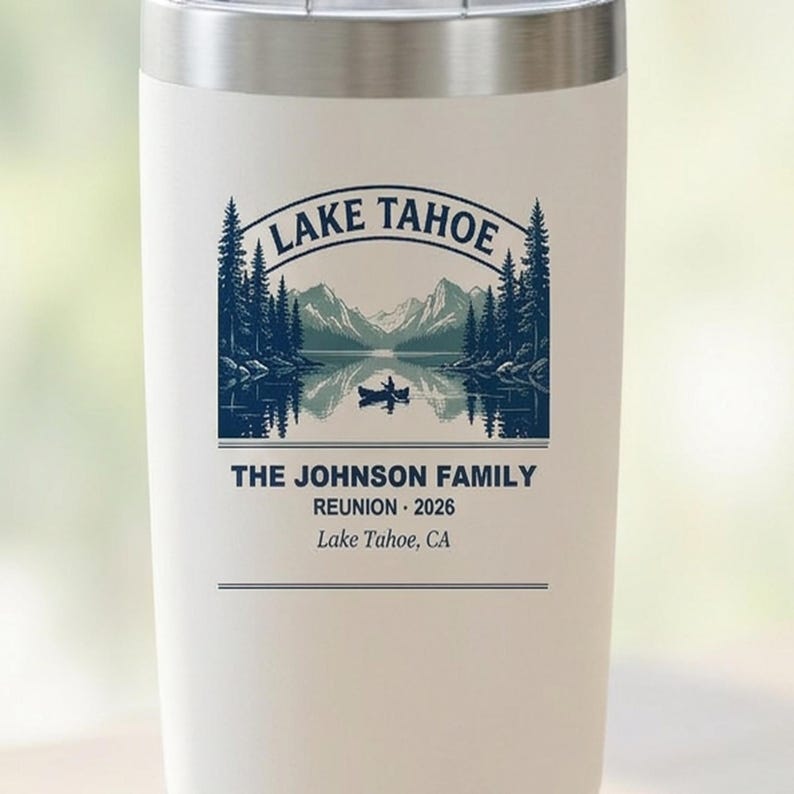 Personalized Lake Tahoe Family Reunion Tumbler 2026, Custom Name 20oz Travel Cup image 3