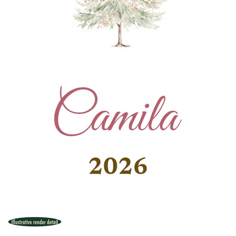 Dainty Christmas Tree Ornament Personalized, Pastel Cursive Name Ceramic Keepsake zdjęcie 4