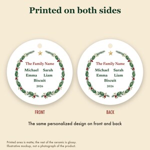 Family Christmas Ornament with Names 2026, Personalized Family Name and Up to 6 Member Names Ceramic Keepsake image 8