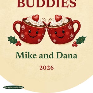 Shot Buddies Christmas Ornament, Funny GLP-1 Couple or Friends Gift, Custom Names Ceramic Keepsake 2026 image 4