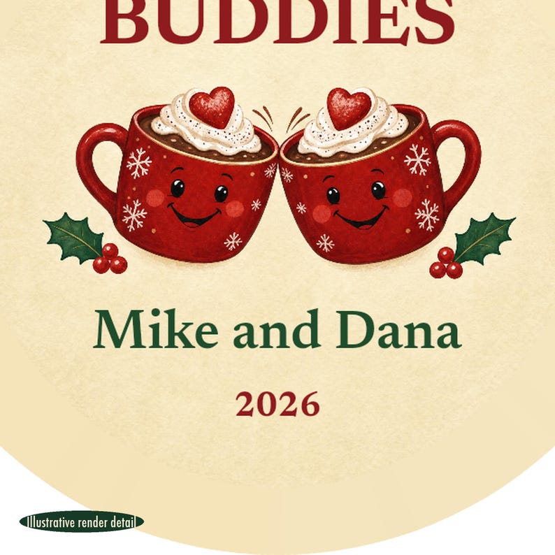 Shot Buddies Christmas Ornament, Funny GLP-1 Couple or Friends Gift, Custom Names Ceramic Keepsake 2026 image 4