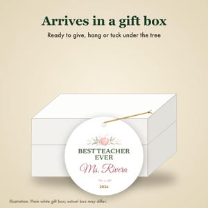 Best Teacher Ever Ornament Pastel, Dainty Apple Cursive Name Ceramic Gift 2026 画像 7