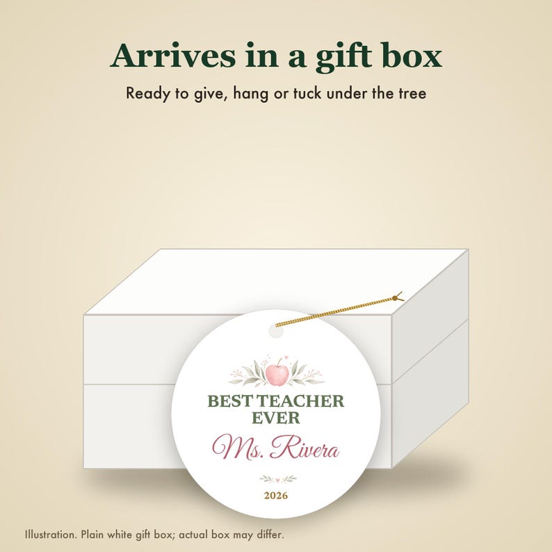 Best Teacher Ever Ornament Pastel, Dainty Apple Cursive Name Ceramic Gift 2026 画像 7