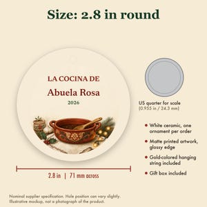 Adorno personalizado de cerámica con el nombre de la abuela española, La Cocina de Abuela imagen 5