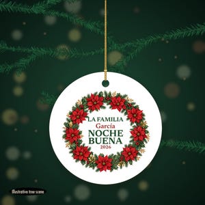 Nochebuena Family Ornament Personalized, La Familia Custom Name Spanish Ceramic 2026 image 6