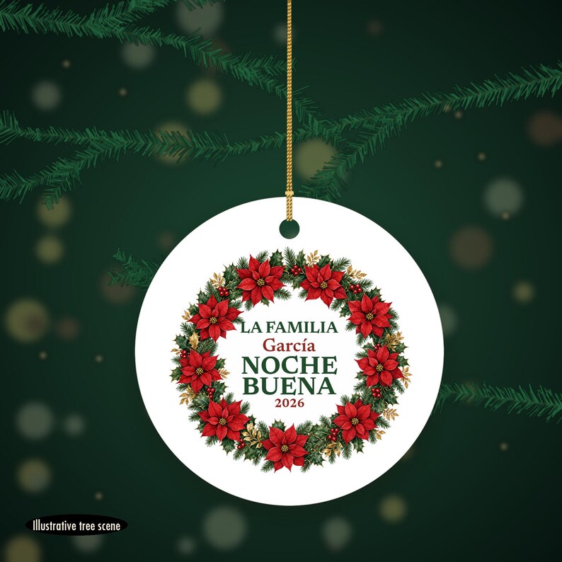 Nochebuena Family Ornament Personalized, La Familia Custom Name Spanish Ceramic 2026 image 6