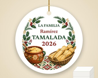 Tamalada Ornament Personalized, Custom Family Name Mexican Christmas Ceramic 2026