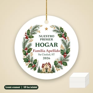 Nuestro Primer Hogar Ornament 2026, Spanish New Home Christmas Personalized Apellido, Regalo Casa Nueva Ceramic 画像 1
