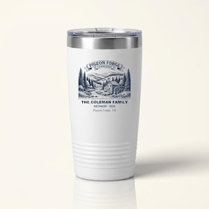 Personalized Pigeon Forge Family Reunion Tumbler, 2026 custom name travel mug, Smoky Mountains vacation drinkware, matching crew gift set image 1
