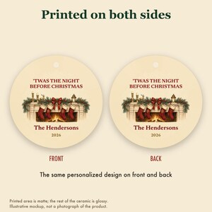 Twas the Night Before Christmas Ornament, Classic Stockings Family Name Ceramic immagine 8