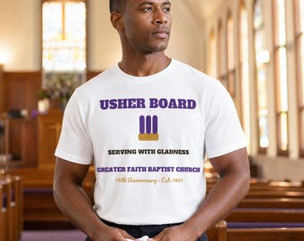 T-shirt personnalisé abordable pour le personnel d'accueil | Nom et année de l'église, T-shirt pour l'équipe pastorale