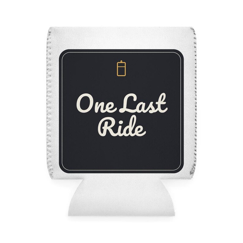 One Last Ride Bachelor Party Koozie, Personalized Can Cooler for Groom, Custom Name & Date Beer Sleeve, Party Favor, Engraved Gift for Him image 2