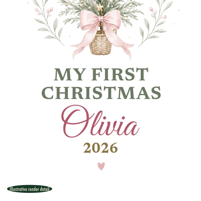 My First Christmas Ornament Pastel, Dainty Tree Cursive Baby Name Ceramic 2026 afbeelding 4