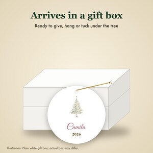 Dainty Christmas Tree Ornament Personalized, Pastel Cursive Name Ceramic Keepsake zdjęcie 7