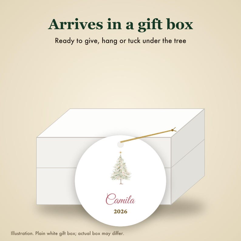 Dainty Christmas Tree Ornament Personalized, Pastel Cursive Name Ceramic Keepsake zdjęcie 7