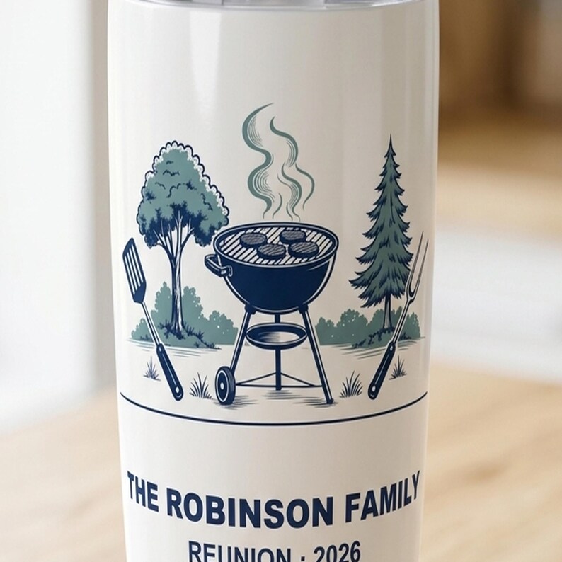 Personalisierter Familientreffen-Becher, kundenspezifischer BBQ-Reisebecher, passender Grillabend 2026 Bild 2