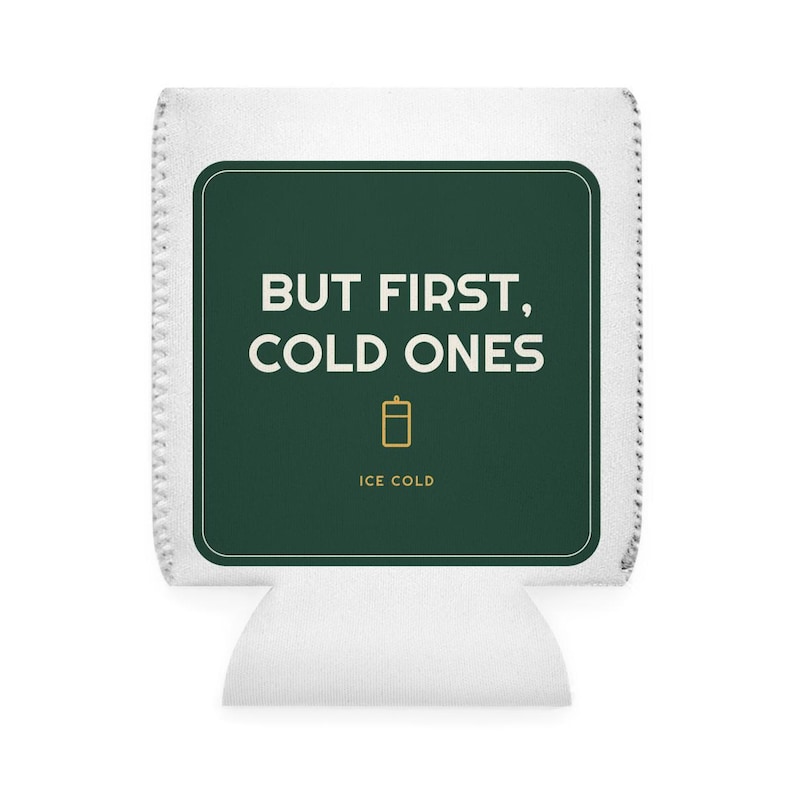 Maar eerst koude biertjes! Koozie, grappige bierblikjeskoeler, zomerfeestartikel, cadeau-idee voor de bruidsjonkers, drankhouder voor een verjaardag, vrijgezellenfeest afbeelding 2