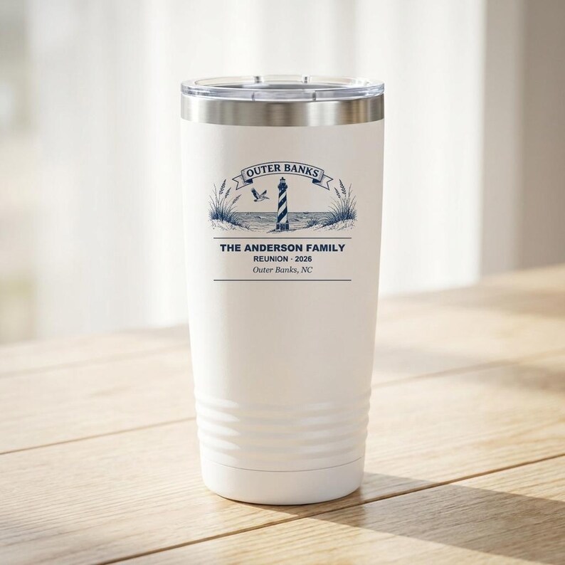 Personalized family reunion tumbler 2026 outer banks custom name 20oz travel cup, matching family cup, vacation tumbler, reunion keepsake image 1